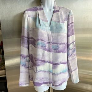 Babaton Blouse-Purple Blue Tye dye pattern.